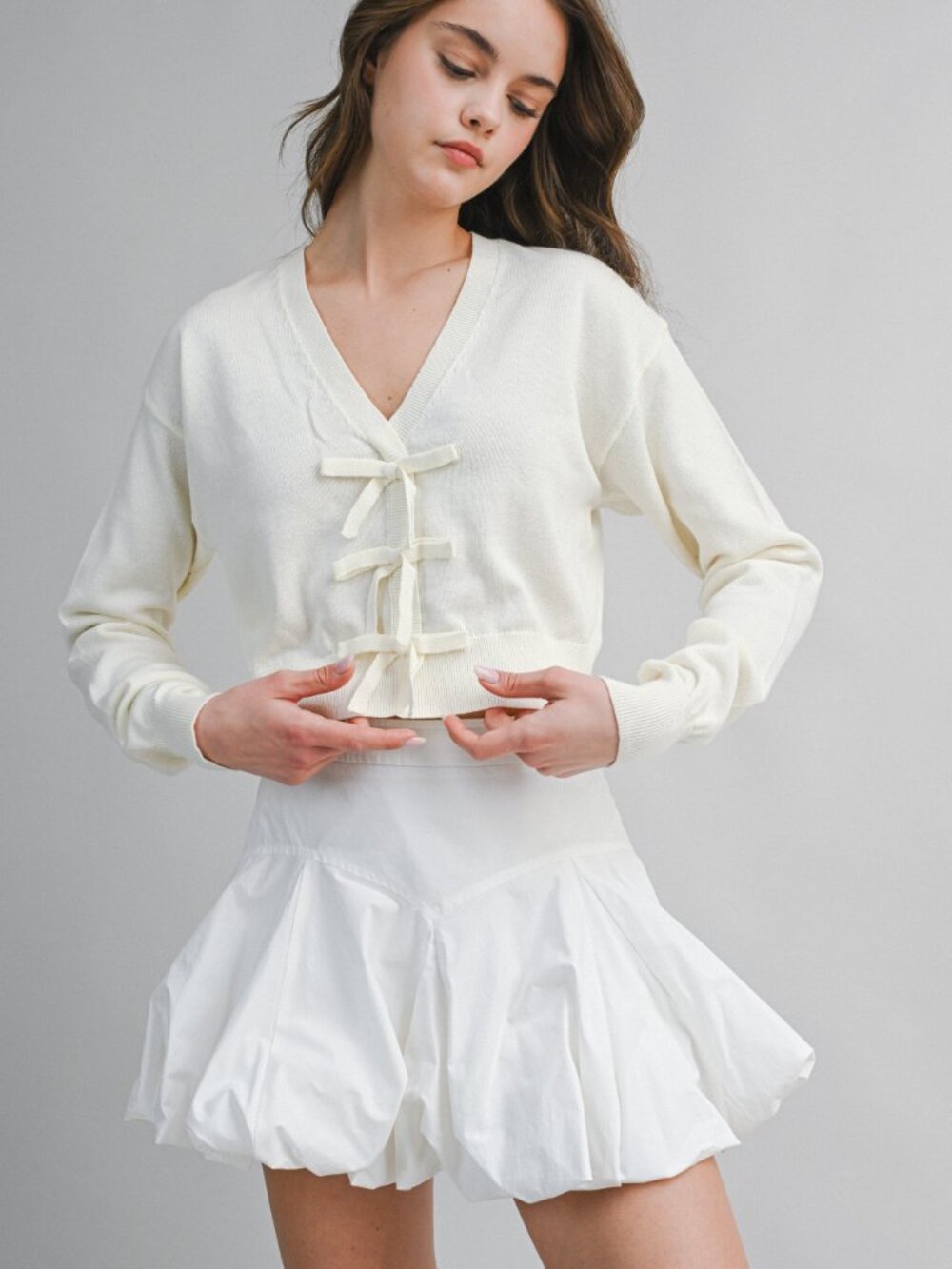 NWT Lightweight Super Soft Cream White Cropped Sweater Long Sleeve Top